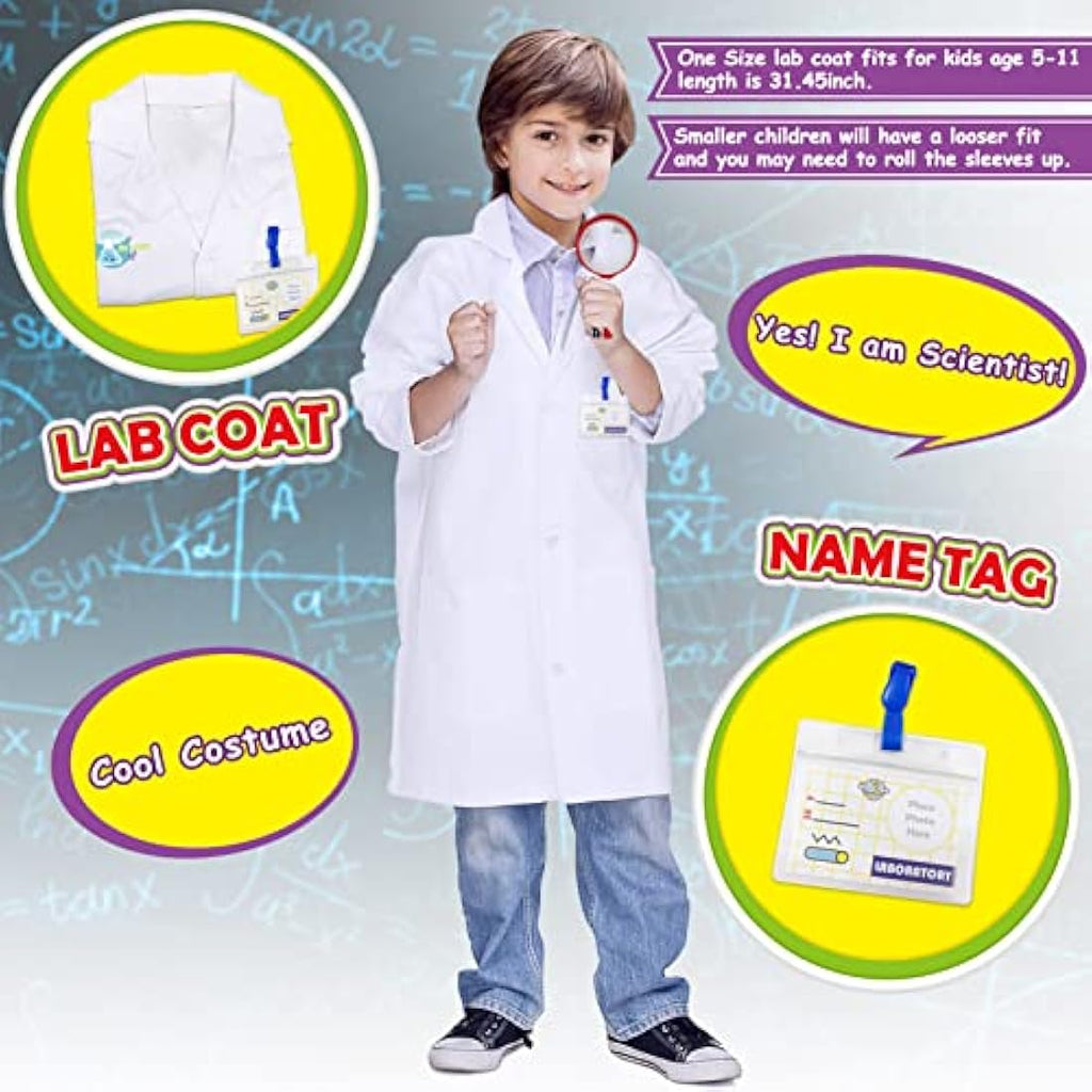 Kids Science Experiment Kit with Lab Coat & STEM Role Play Toys