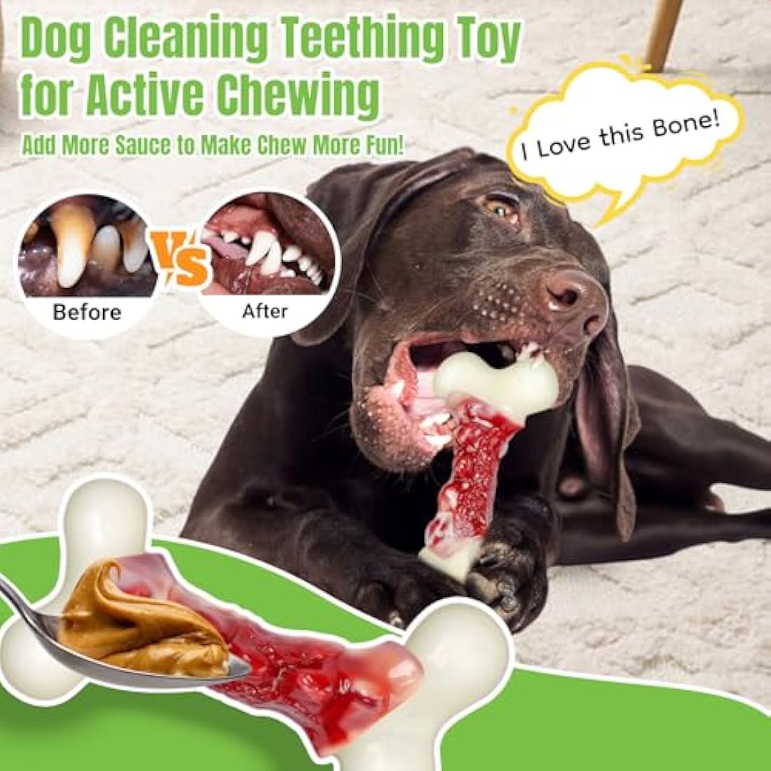 Jolof Store Indestructible Dog Bone Toy for Aggressive Chewers | Bacon