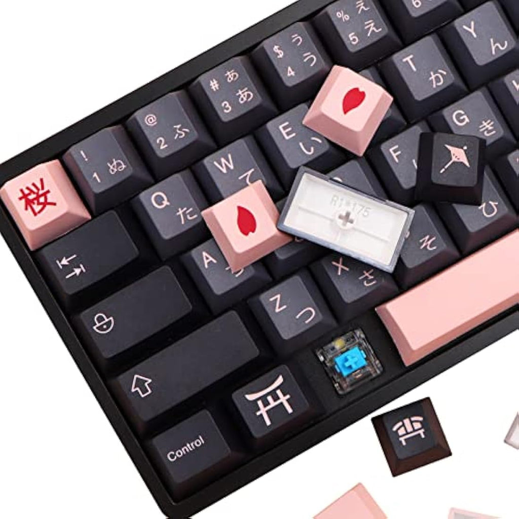 Night Sakura PBT Keycaps - 136 Set Cherry Profile Japanese Style