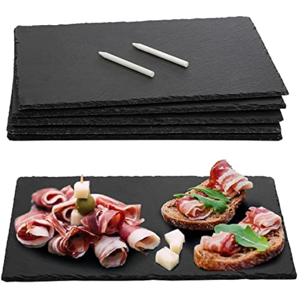 Hacaroa 6-Piece Slate Cheese Board – 12x8 Black Charcuterie Serving Tray