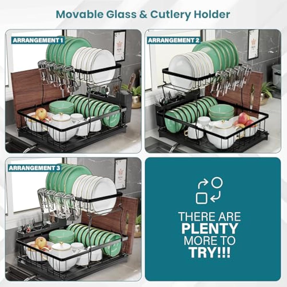 Prime Feel 2-Tier Dish Drying Rack – Rustproof Stainless Steel Kitchen Drainer