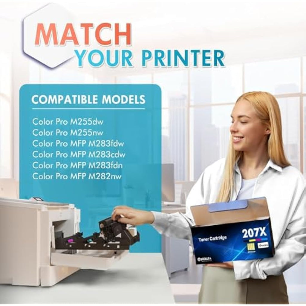 Jolof Store 207X High Yield Toner Cartridges with Chip for HP M283fdw - 4-Pack