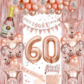 Jolof Store Rose Gold 60th Birthday Decorations Set for Women – 38 Pcs