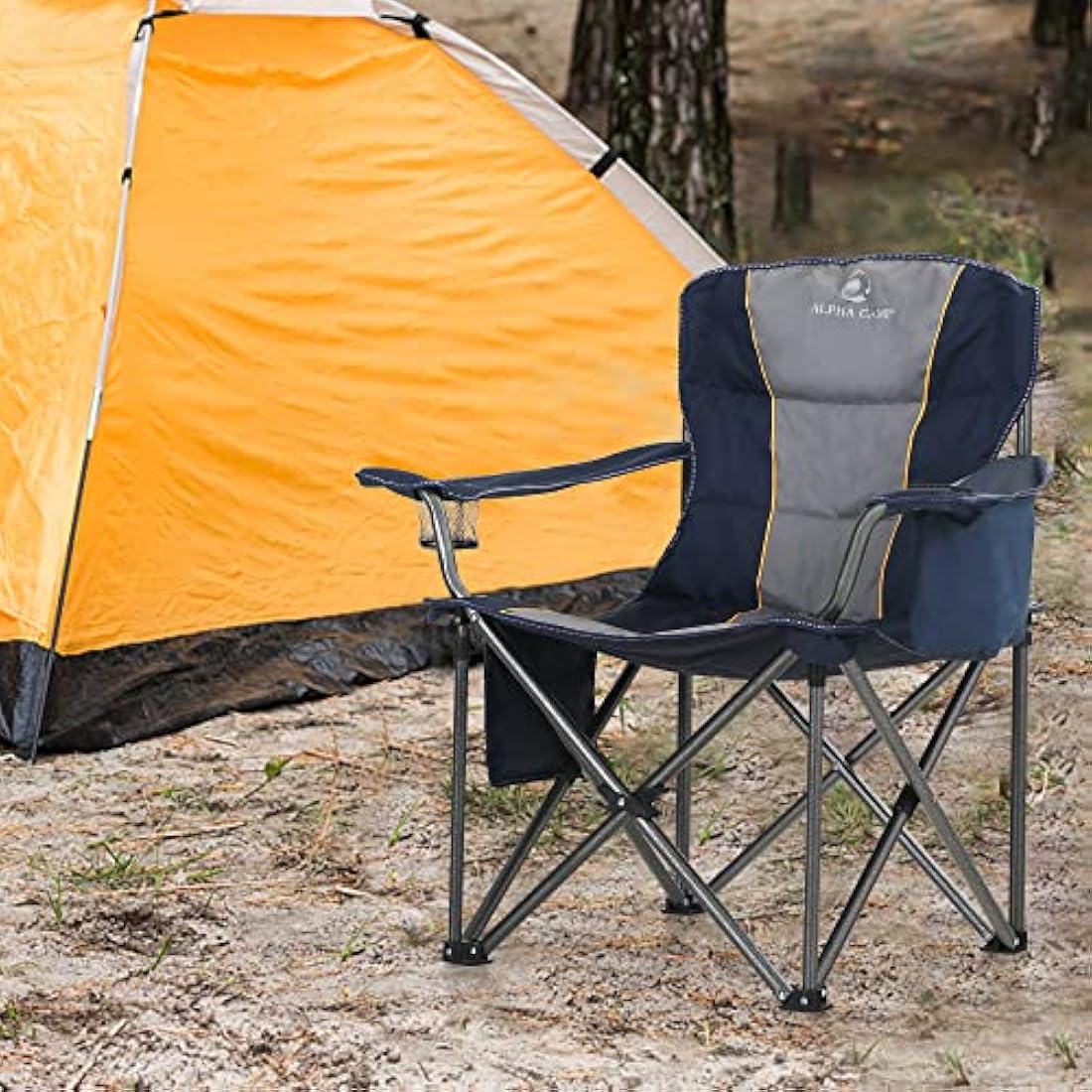 LET'S CAMP Heavy Duty Folding Camping Chair | Oversized Padded Seat