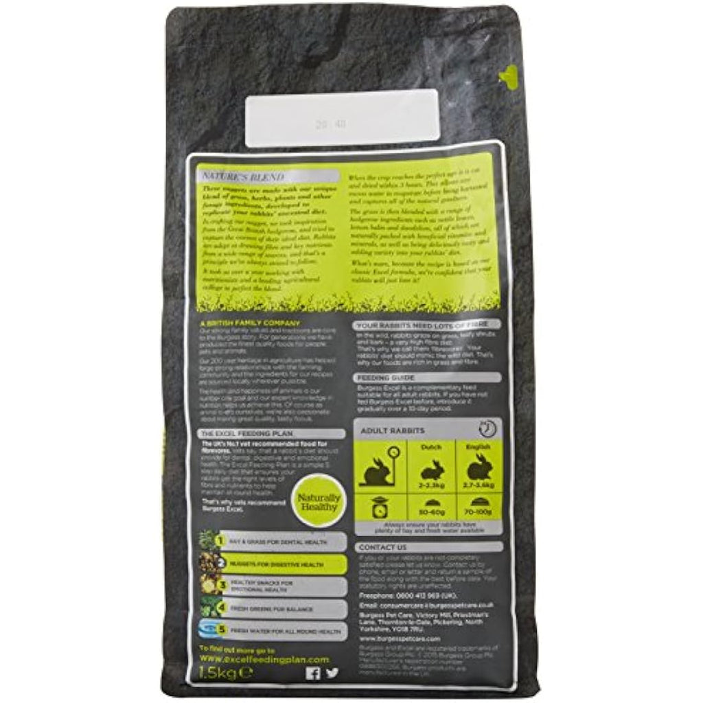 Burgess Excel Natures Blend Rabbit Food – Natural Forage & Herbs, 1.5kg