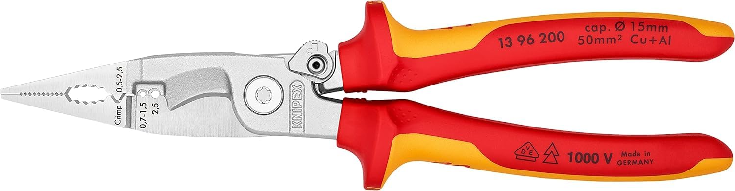 KNIPEX 13 96 200 SB VDE Electrical Installation Pliers | 200mm Chrome
