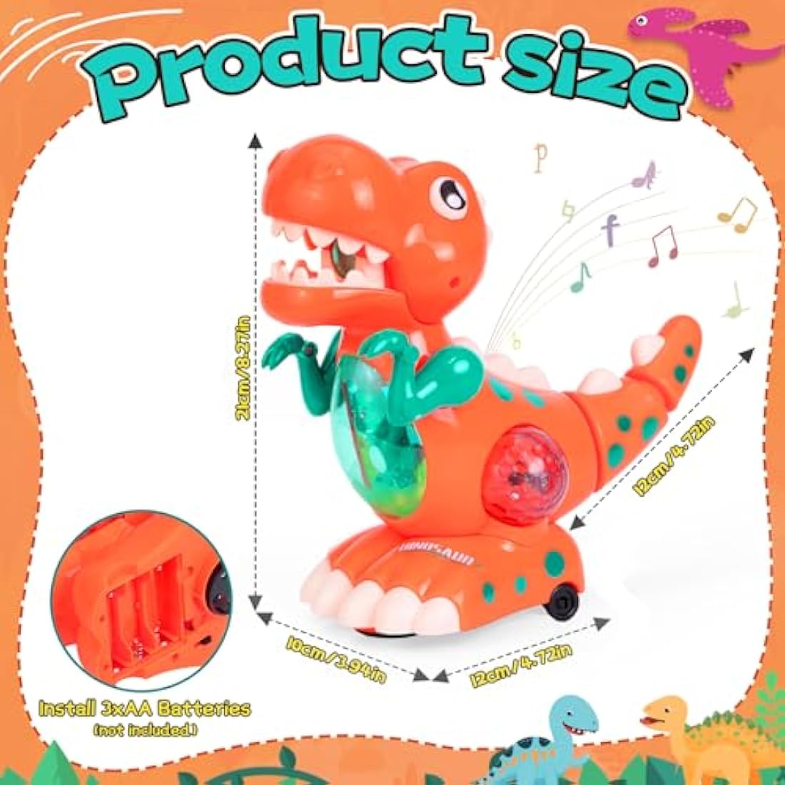 Jolof Store Musical Crawling Dinosaur Toy – Walking LED Dino for Toddlers