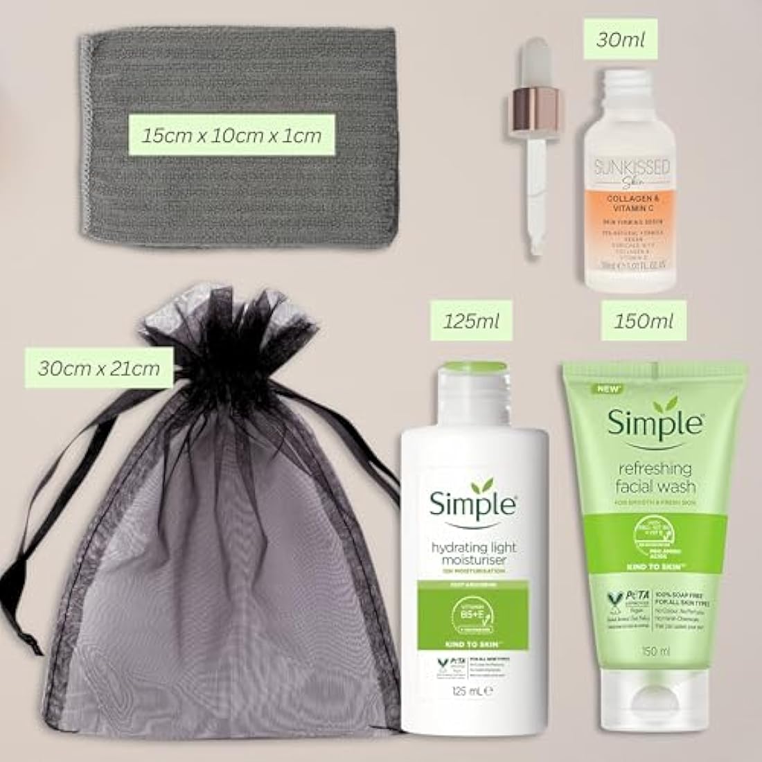 Simple Skincare Set – Hydrating Face Wash, Serum & Moisturiser Bundle