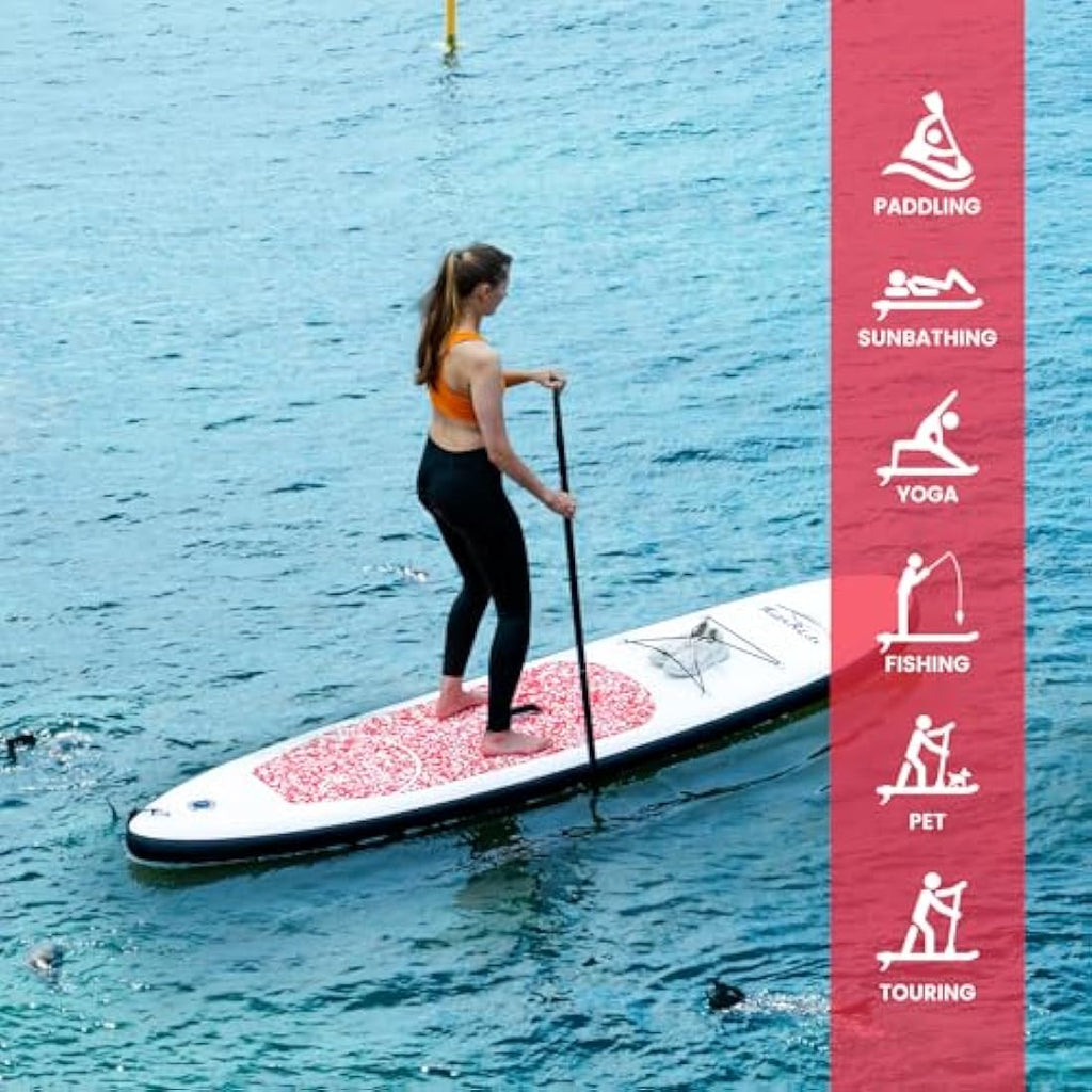 FunWater FEATH-R-LITE Inflatable Stand Up Paddle Board with SUP Accessories