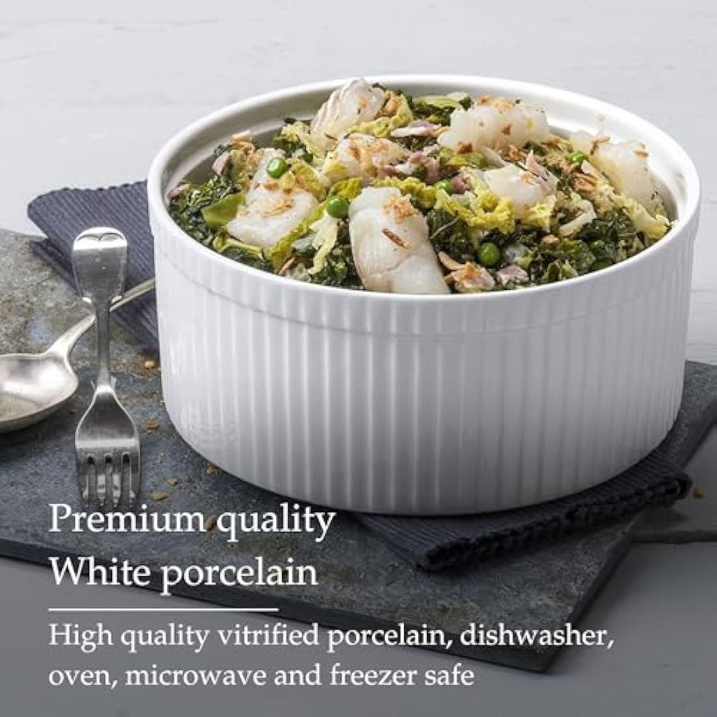 WM Bartleet & Sons Porcelain Soufflé Dish – 22cm White Ceramic Bowl