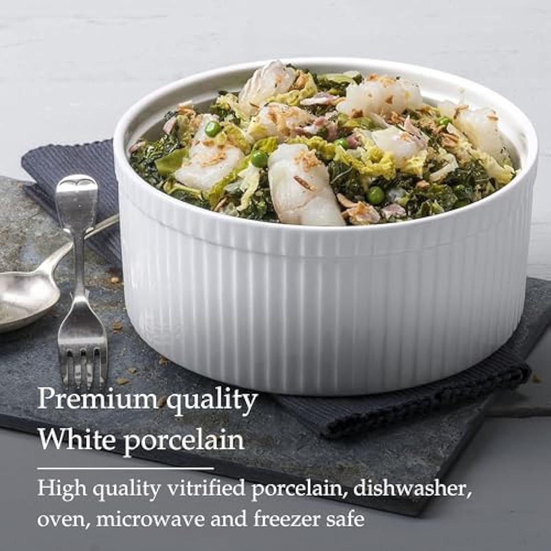 WM Bartleet & Sons Porcelain Soufflé Dish – 22cm White Ceramic Bowl