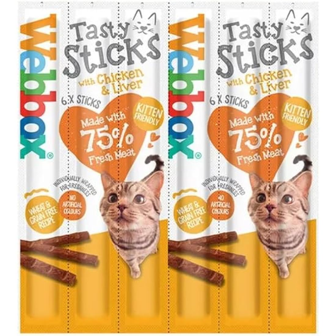 Webbox Meaty Cat Sticks - 6 Pack Mixed Meat Treats for Cats & Kittens