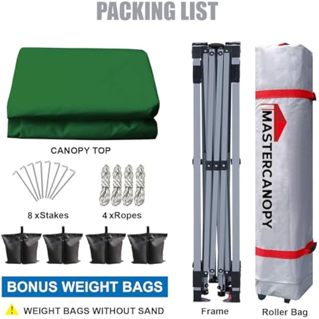 MASTERCANOPY 3x3M Pop-up Gazebo Tent | UV Protection Canopy - Forest Green