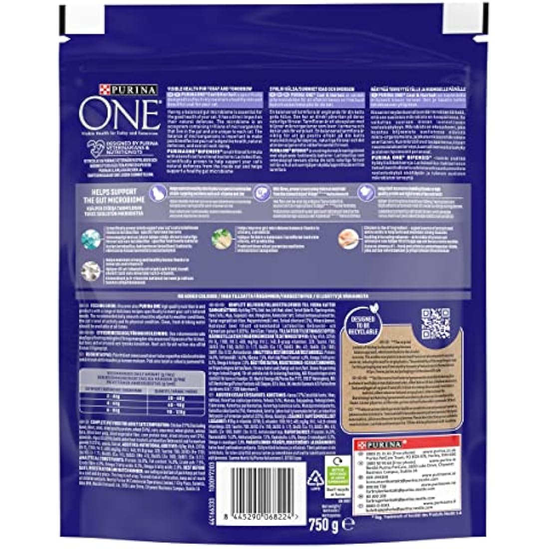 Purina ONE Coat & Hairball Chicken Dry Cat Food - 750g (Pack of 4)