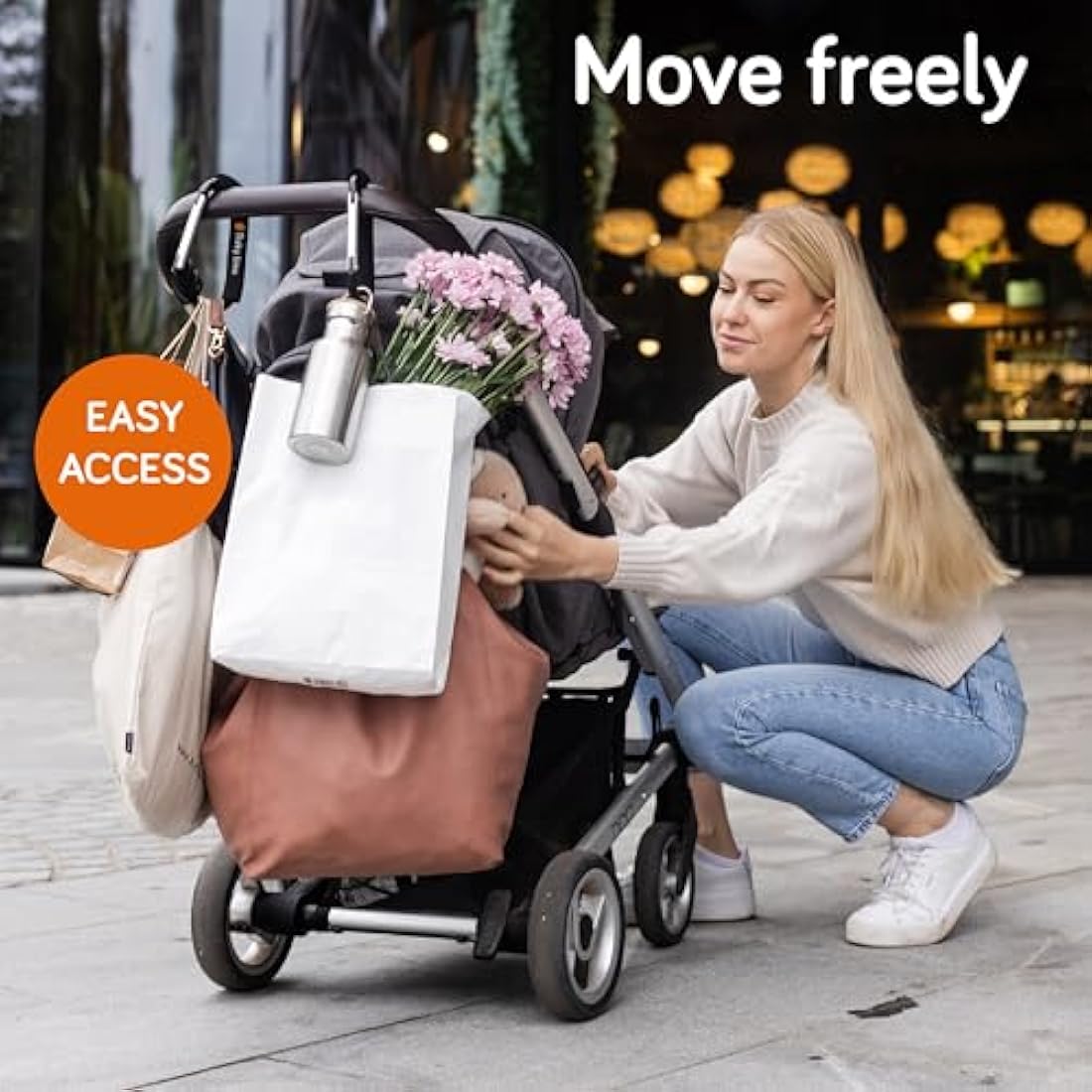 Baby Uma XL Pram Hooks – 2 Pack Large Aluminium Stroller Clips
