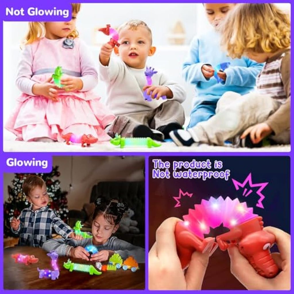DELEE LED Animal Pop Tubes – 4-Pack Sensory Fidget Toys for Kids