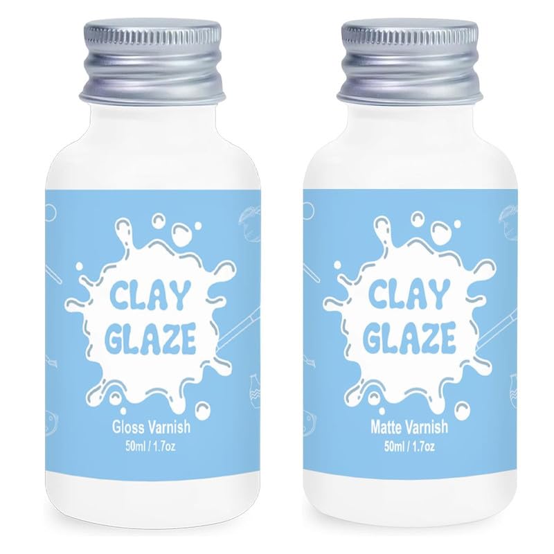 Air Dry Clay Glaze - 2 x 50ml Gloss Varnish & Sealant