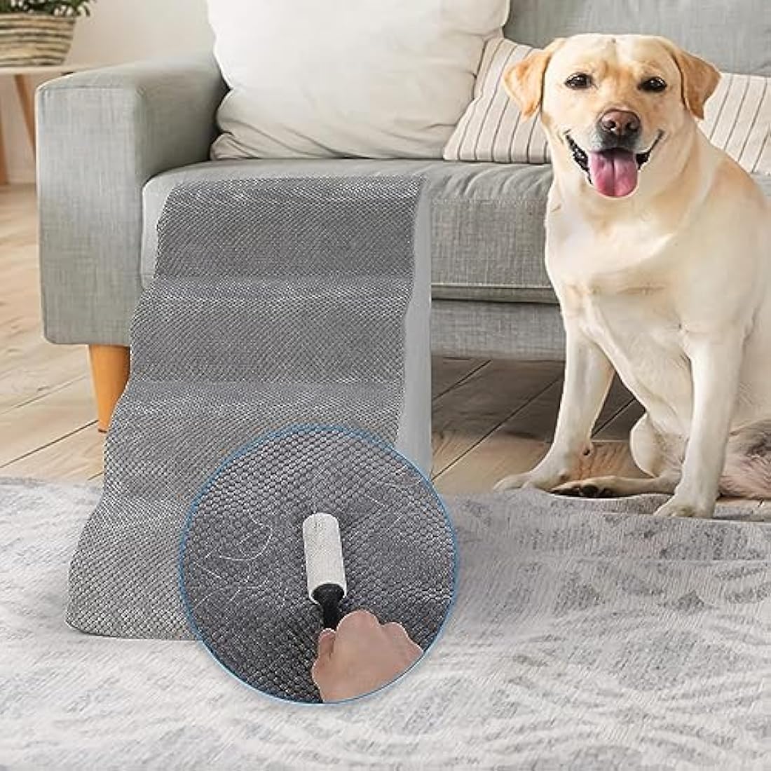4-Step Foam Dog Stairs for Bed – Non-Slip Pet Ramp, Grey