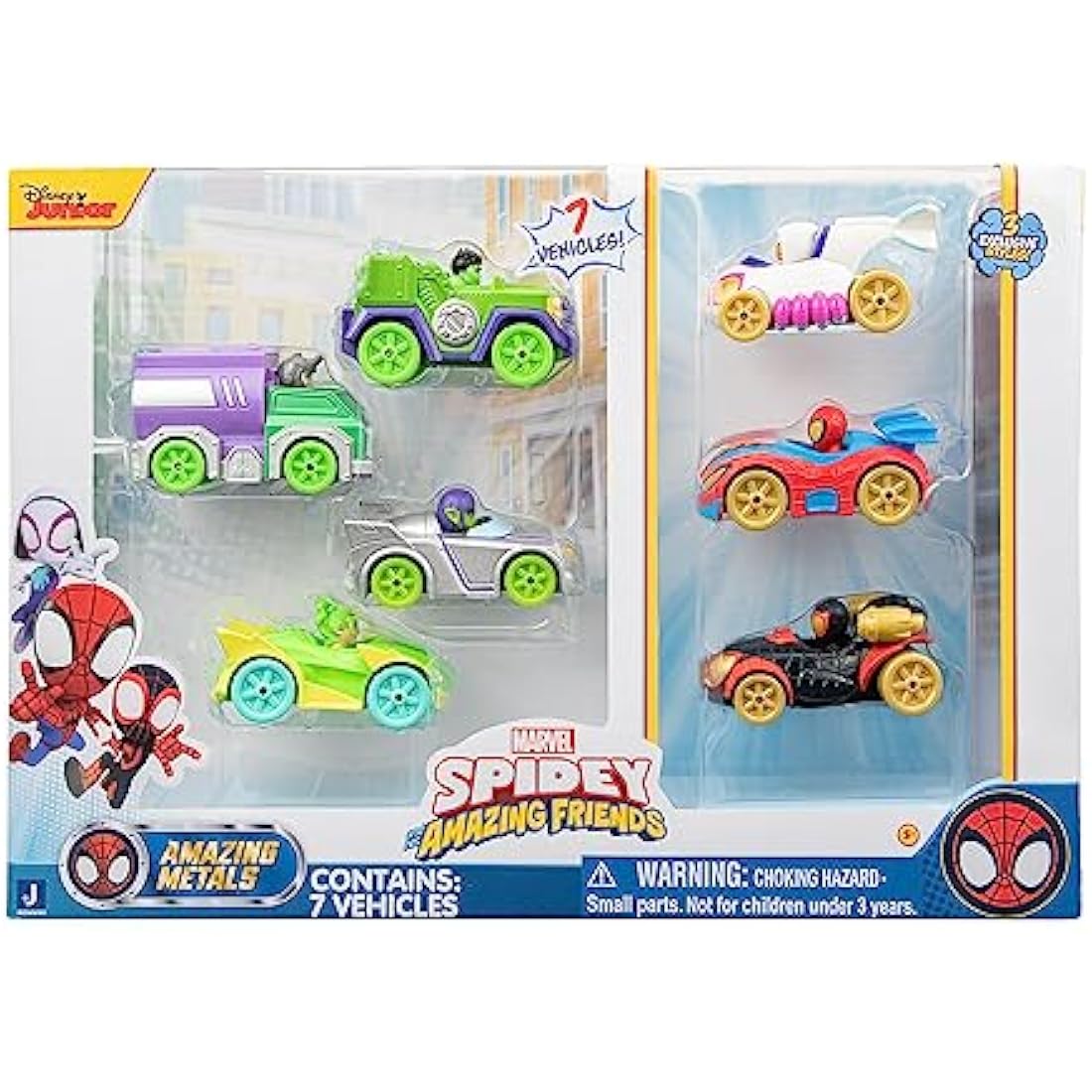 Marvel Spidey and His Amazing Friends 7-Pack Die-Cast Metal Mini Vehicles