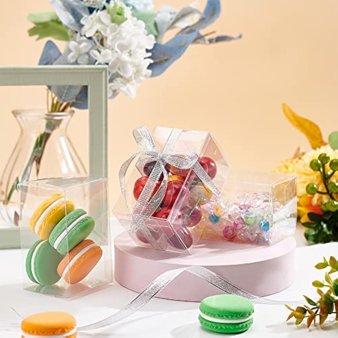 BENECREAT 30PCS Clear PVC Gift Boxes – 6x6x10cm Transparent Favor Boxes