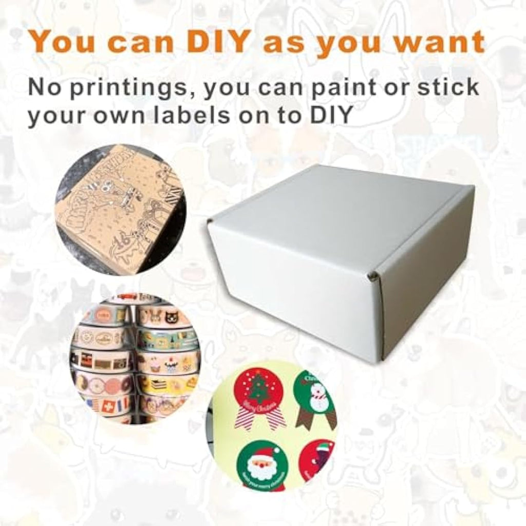 Jolof Store White Corrugated Postal Boxes | 10x10x5cm Small Mailers (50 Pack)