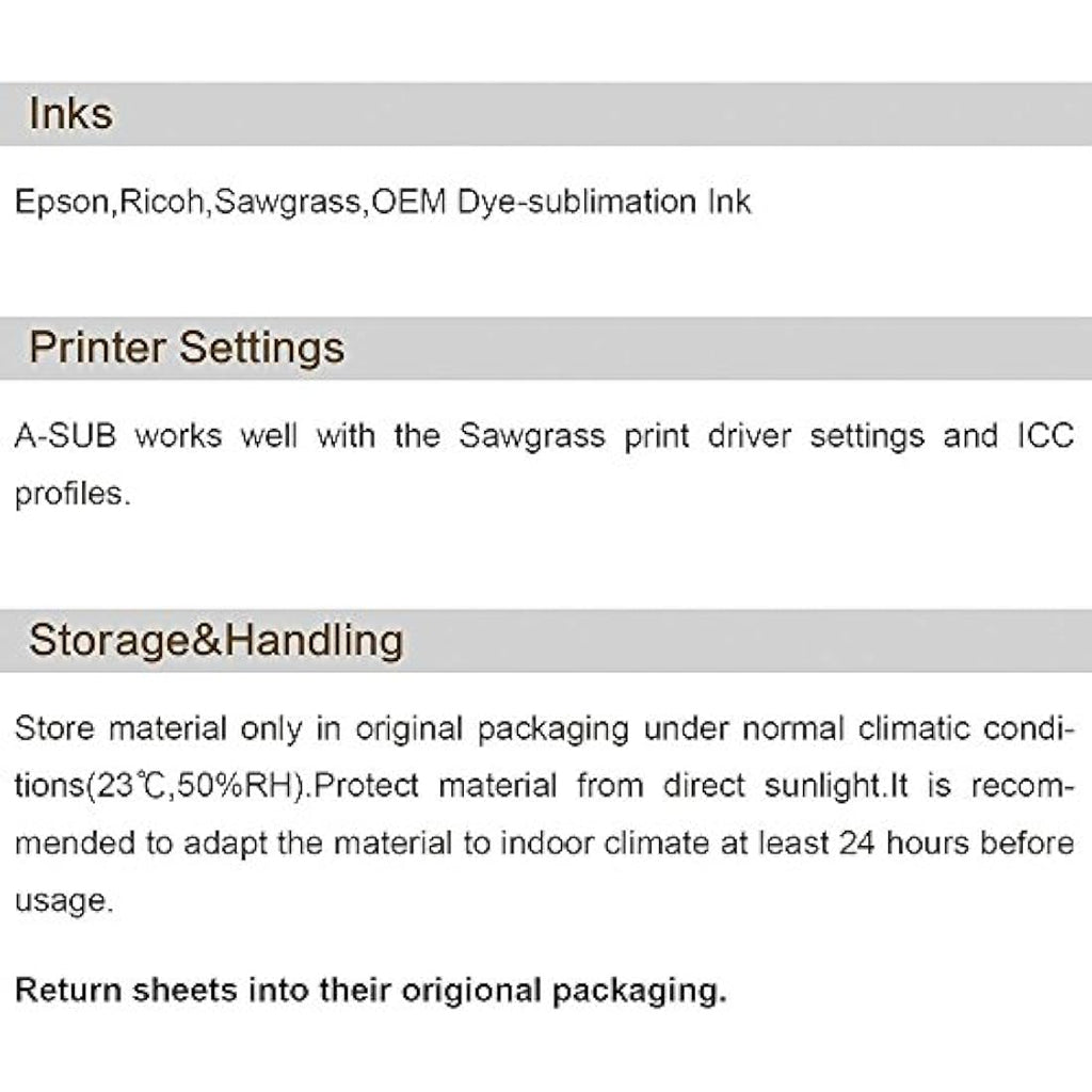 A-SUB Sublimation Paper A4 125gsm – 500 Sheets for Inkjet Printers