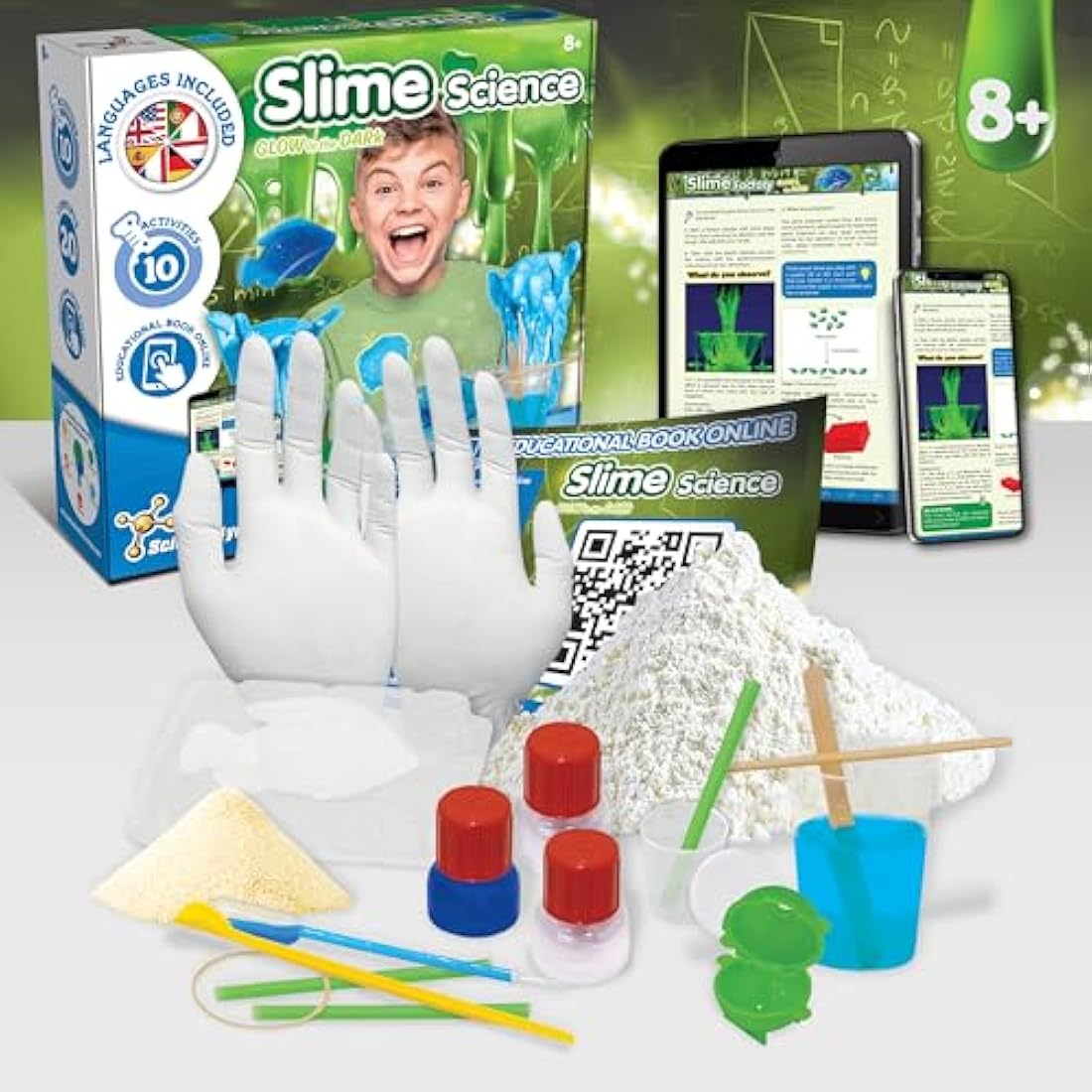 Science4you Glow in The Dark Slime Kit - 10 STEAM Science Experiments