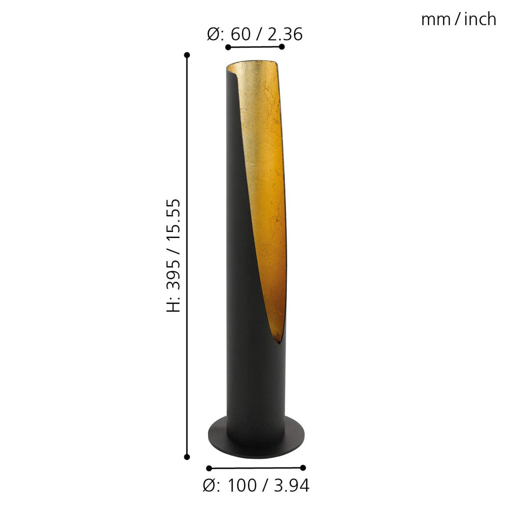 Eglo Barbotto Table Lamp – Modern Black & Gold Steel Column Light