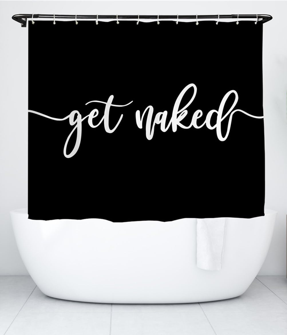 Goodbath Get Naked Short Shower Curtain | Black Waterproof Fabric