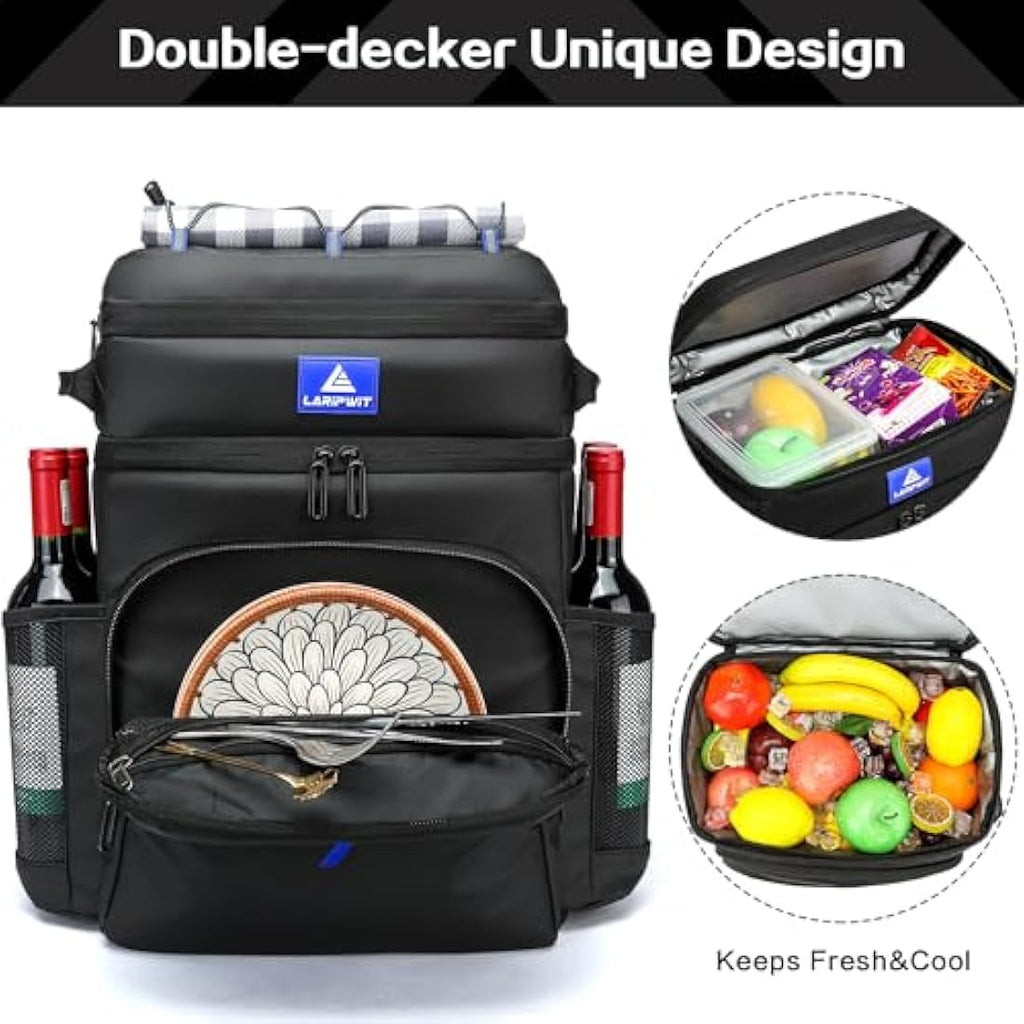 Laripwit 54-Can Insulated Cooler Backpack | Leak-Proof PU Leather Rucksack
