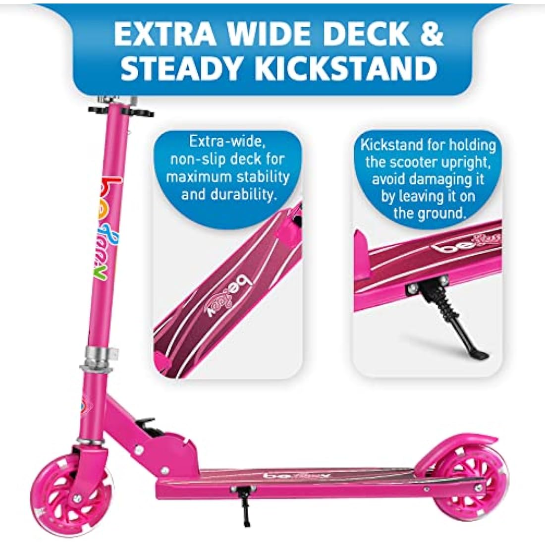 BELEEV V1 Kids Folding Kick Scooter | 2-Wheel Light Up Scooter for Ages 3-12
