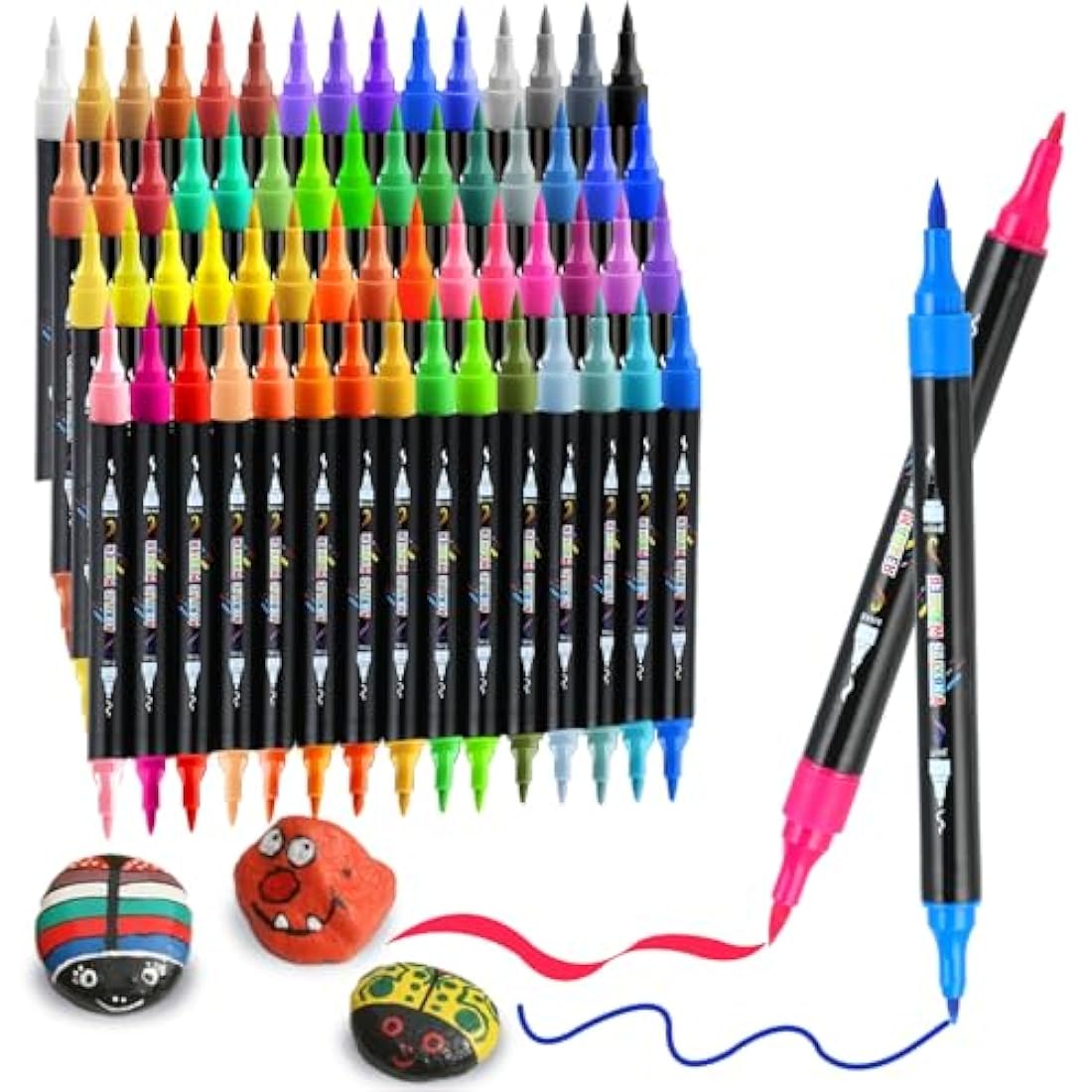 60 Colors Dual Tip Acrylic Paint Pens for Rock Painting