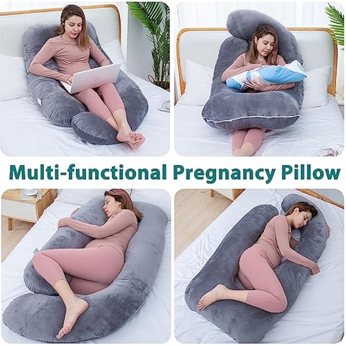 AS AWESLING U-Shaped Pregnancy Pillow | Full Body Support Velvet Cover