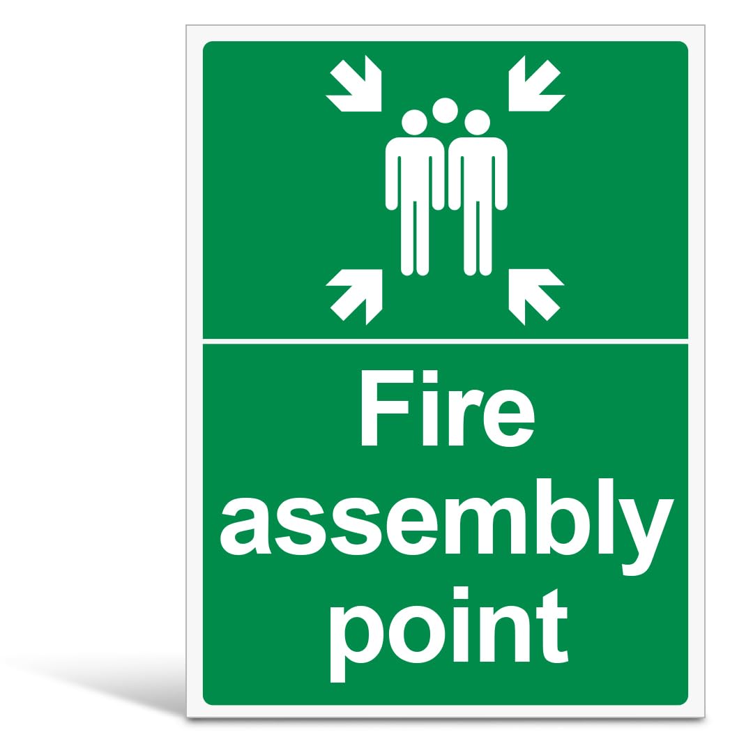 Fire Assembly Point Sign | 300x400mm Rigid Plastic Green