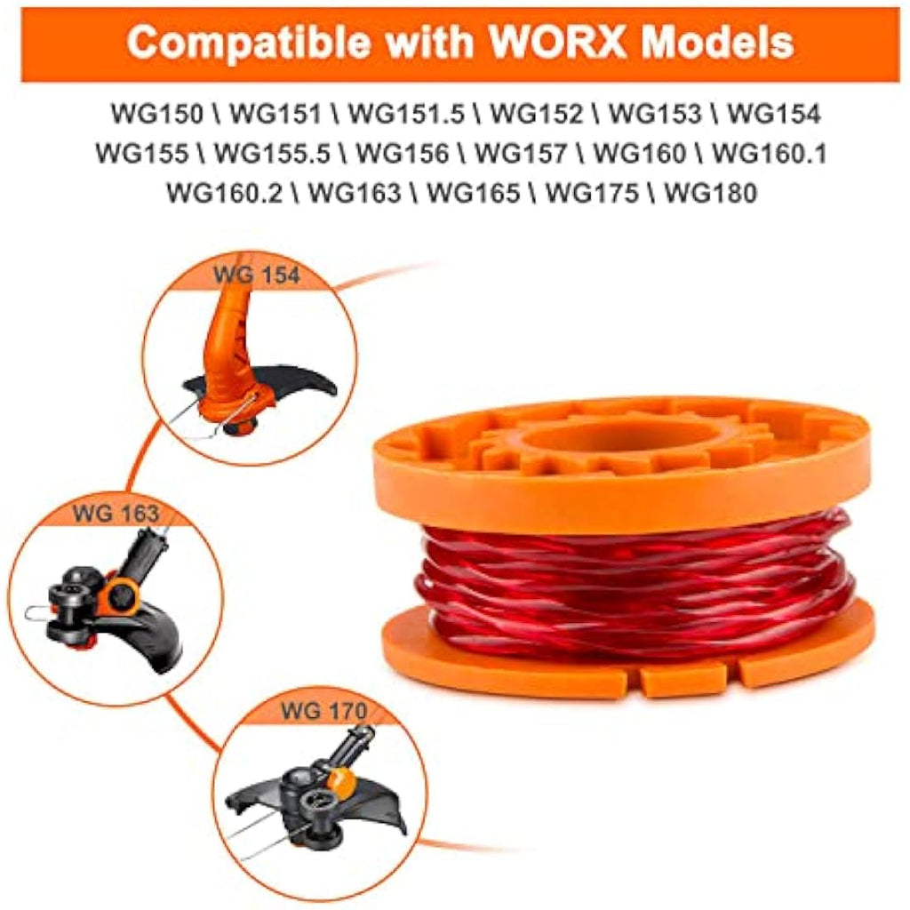 Worx WA0010 Compatible Trimmer Spool Line & Cap Set – 5 Piece Kit