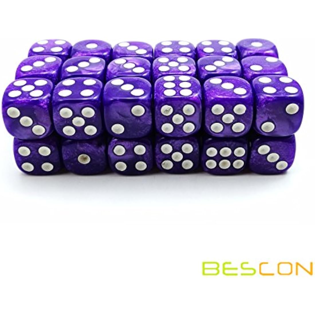 Bescon Marble Purple 12mm 6-Sided Dice Set | 36 Count Block with Box