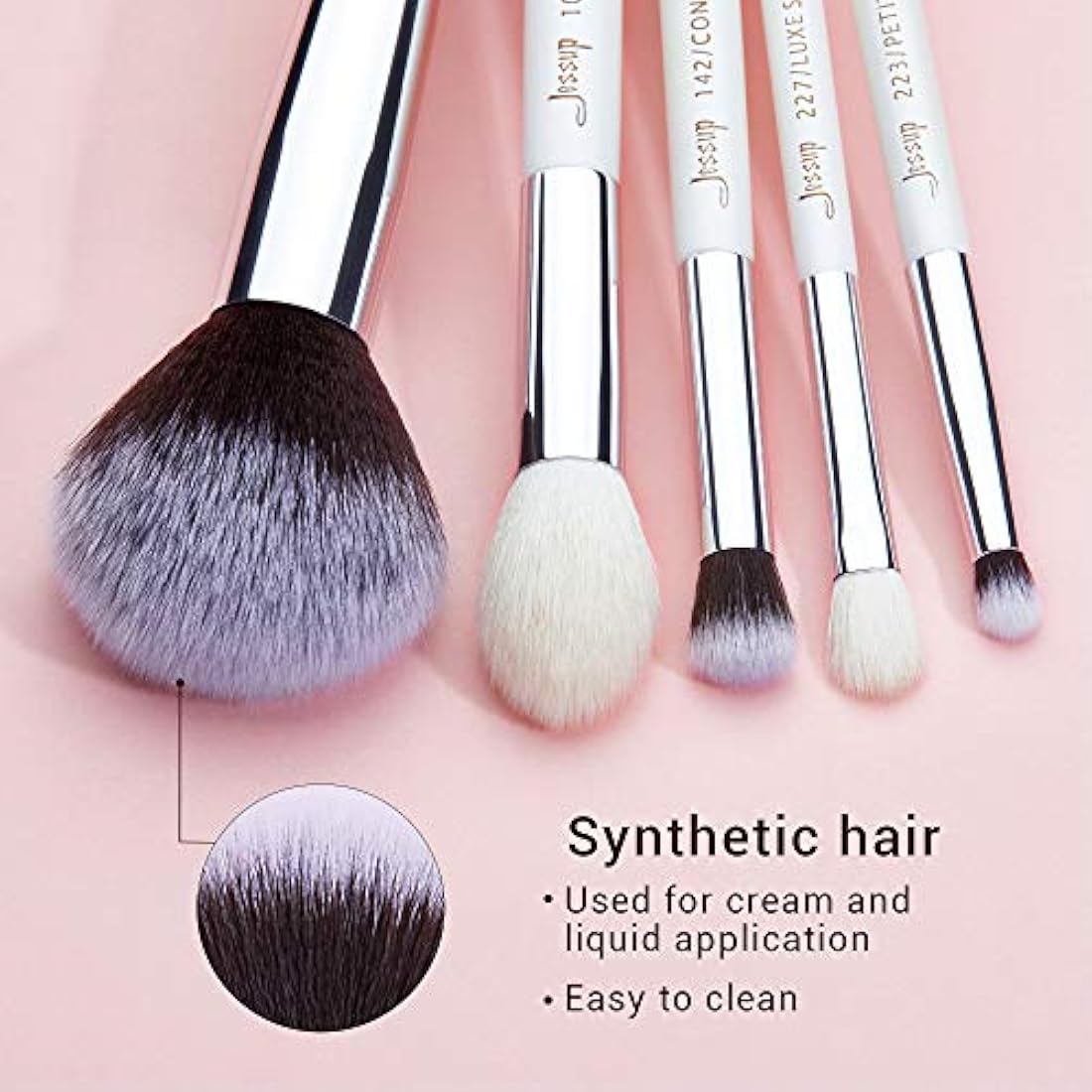 Jessup 25pcs Professional Makeup Brush Set | Natural-Synthetic Hair