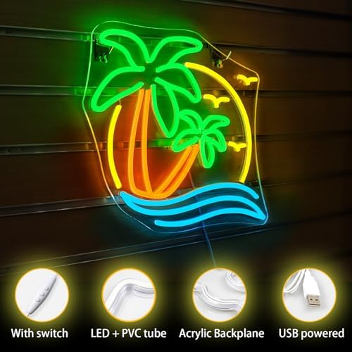 Horseneon Palm Tree Neon Sign | Dimmable LED Coconut Tree Wall Decor