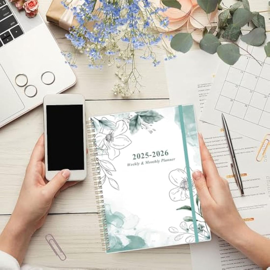 2025 Weekly & Monthly Planner – 8.5" x 11" Blue Flower