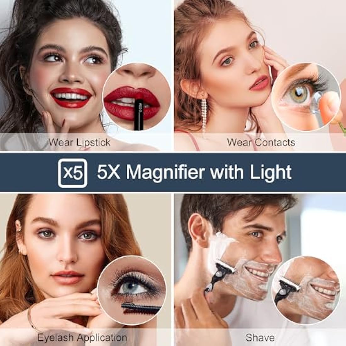 S'bagno Bluetooth LED Bathroom Mirror | 5x Magnifier & Anti-Fog | 80x60cm