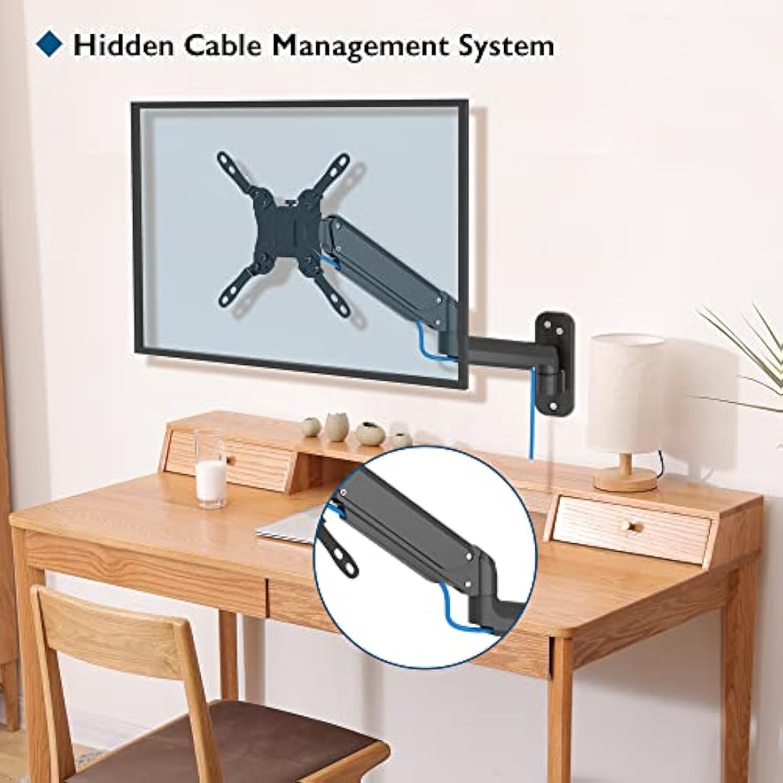 BONTEC Gas Spring Wall Mount for 13-42 Inch Screens | VESA 75-200mm
