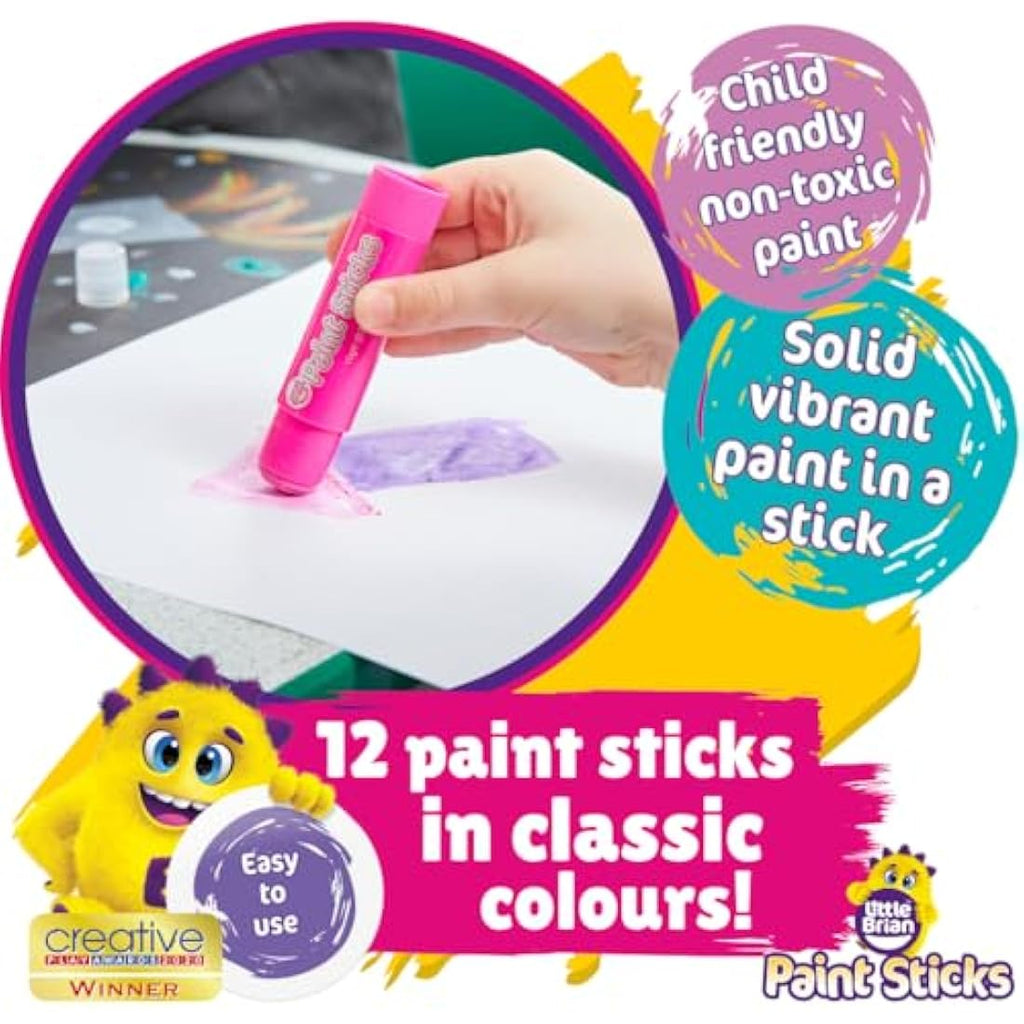 Little Brian Paint Sticks – 12 Pack Assorted Mess-Free Kids Art Supplies