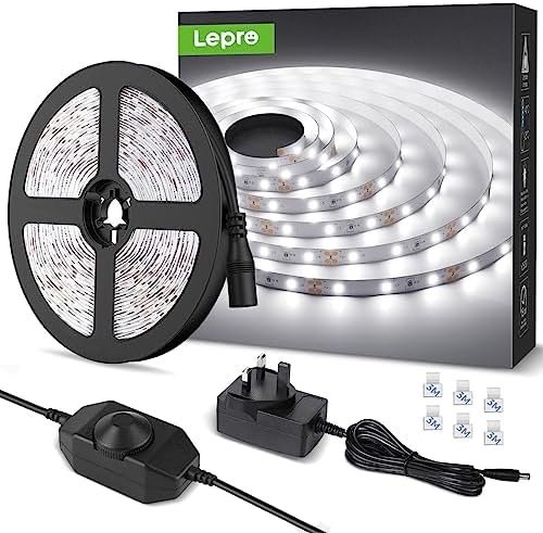Lepro 5M White LED Strip Light | 6000K Dimmable Under Cabinet Lighting