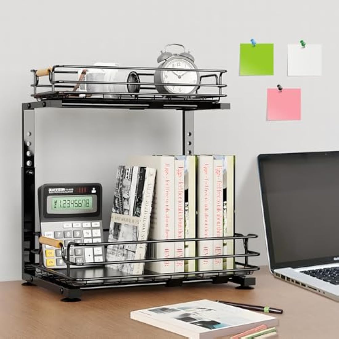 JYPS 2-Tier Under Sink Organiser – Adjustable Metal Sliding Storage Shelf