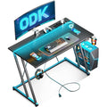 ODK Gaming Desk with LED Lights, Power Outlet & Cup Holder – 100cm