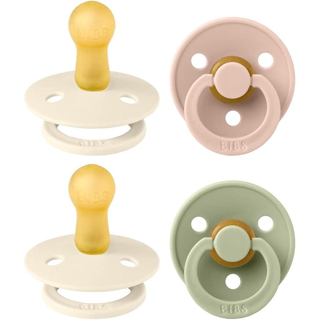 BIBS Colour Pacifier 4-Pack | Natural Rubber Latex Soothers | Ivory Mix