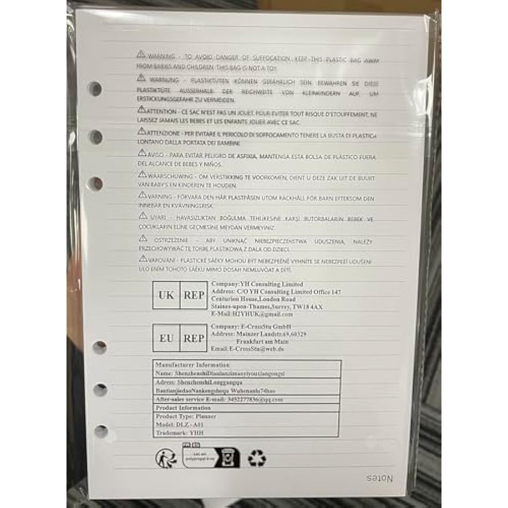 Undated A5 Weekly Planner Refill | 100gsm 6-Ring Binder Insert
