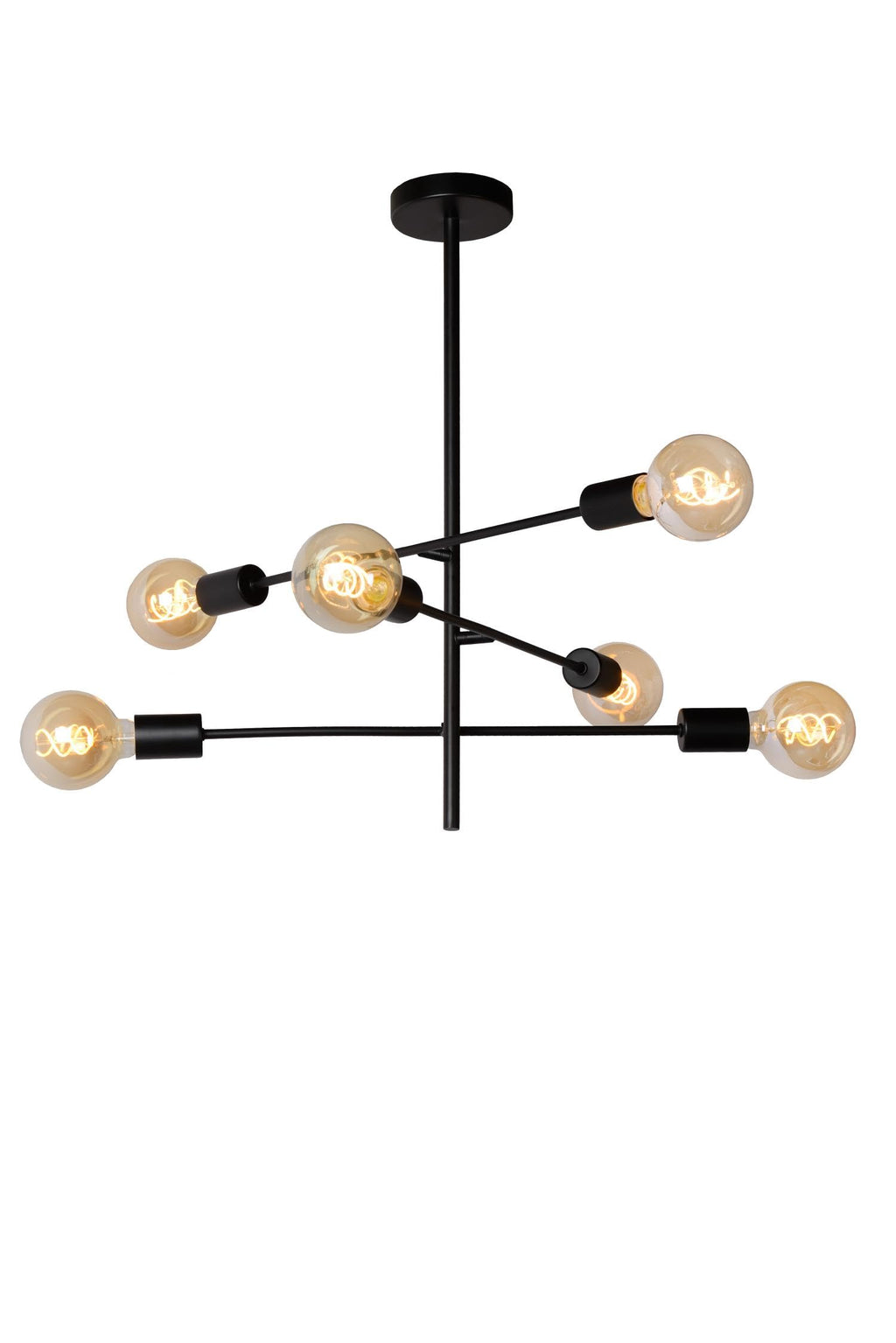 Lucide Lester Flush Ceiling Light – 6xE27 Modern Black Metal Fixture