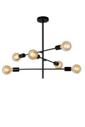 Lucide Lester Flush Ceiling Light – 6xE27 Modern Black Metal Fixture