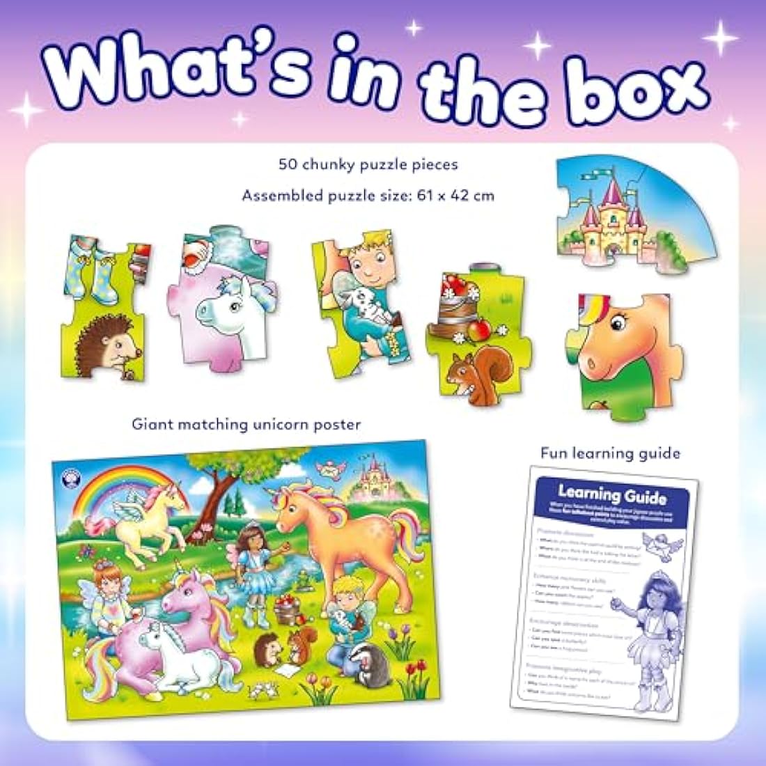 Orchard Toys Unicorn Friends 50-Piece Jigsaw Puzzle with Poster – Age 4+
